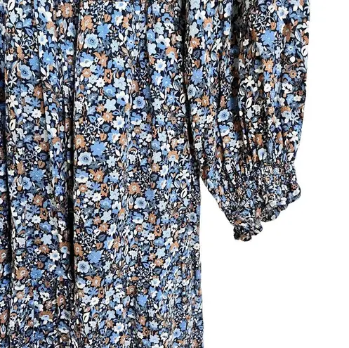 Boden Ditsy Floral Smocked Yoke Blue Mini Dress size 4L