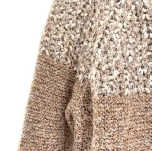 FATE. Clairina Women's Textured Teddy Knit Taupe Crewneck Sweater
