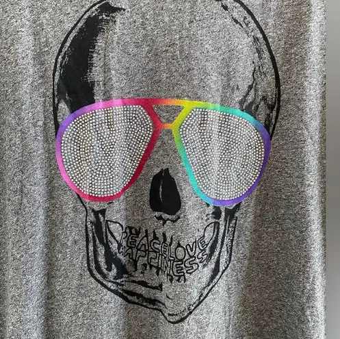 Lauren Moshi Grey Crystal Embellished Skull Kel Tank Top Size Medium New W/ Tag