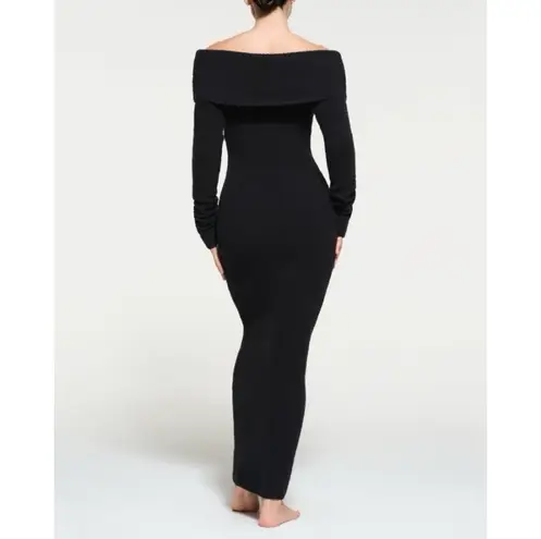 SKIMS NWT Cozy Knit Off the Shoulder Dress XL Onyx