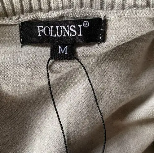 Folunsi women's medium light gray long sleeve stretchy open cardigan sweater