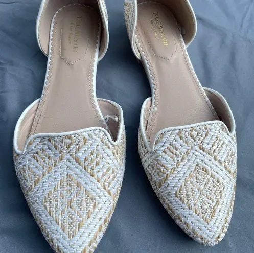 Isaac Mizrahi Tan and White Flats with Geometric Design