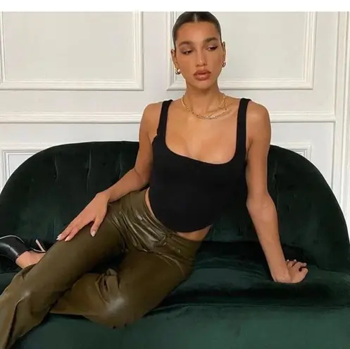 LPA Corset Top Womens XS Black Prescott Cropped Square Neck Minimalist Going Out