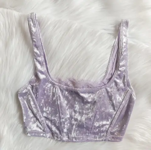 Light Lilac Velvet Lace Bra