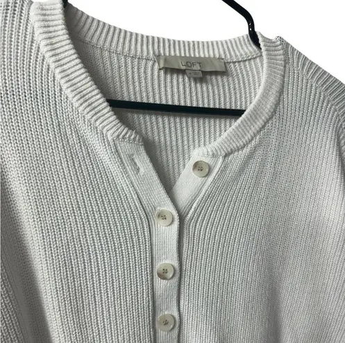 Loft  White Sweater With Buttons 100% Cotton Size Medium