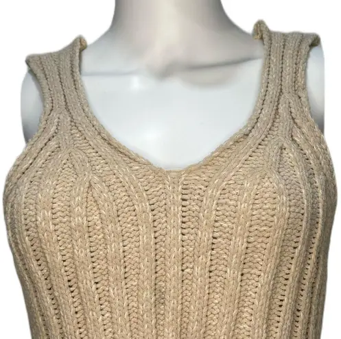 Boho Beige Knitted Cropped Tank Sweater Vest Size M