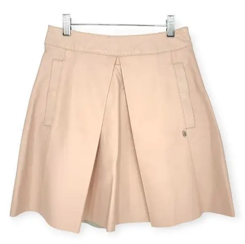 ottod'Ame | NWT | US Sz 2 | DESIGNER Pink 100% Italian Leather Darted Mini Skirt