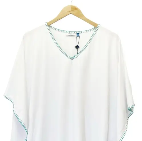 NWT Cabana Life St Pete Embroidered SPF Cover Up White Turquoise Tassel Size S/M Size M