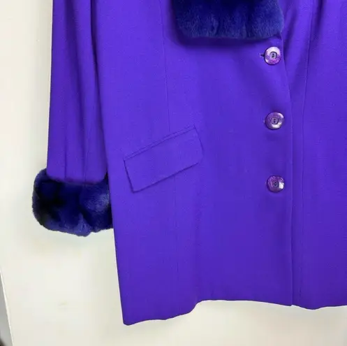 Vintage Lily & Taylor Couture Womens Wool Fox Fur Trim Jacket Coat Sz 18 Purple