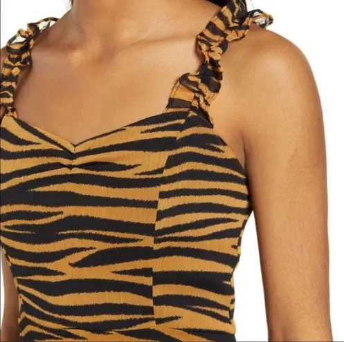 All in Favor  Ruffle Straps Tiger Print Mini Dress