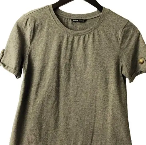 SheIn  T Shirt Trendy Basic Crew Short Sleeve Minimal Womens Cotton Gray Small S