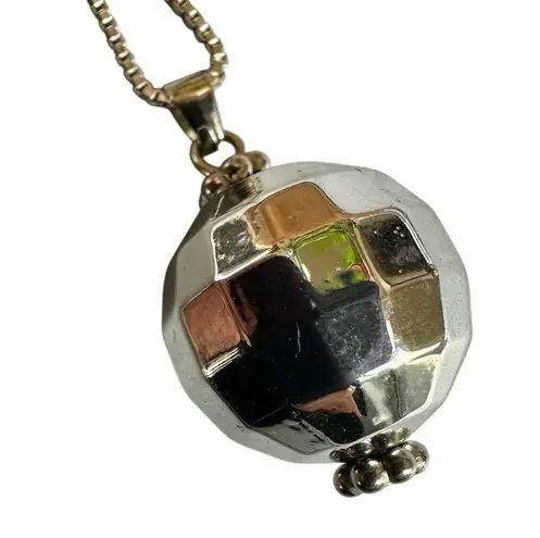 Silver tone Disco ball pendant necklace