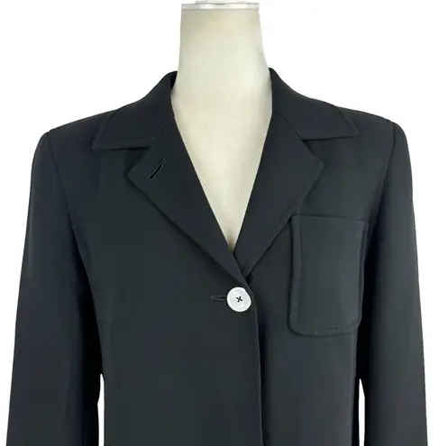 Akris Womens Size 4 Single Button Blazer Jacket Suit Black 100% Virgin Wool Job