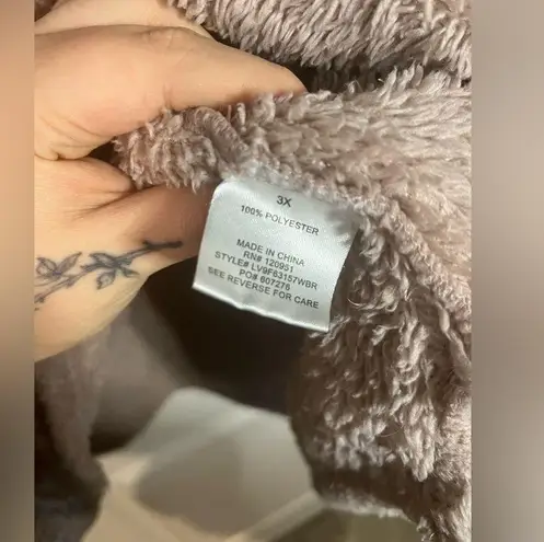 Olive & Oak Mauve Dusty Rose Pink Furry Winter Sherpa Zip Up Pullover Size 3XL