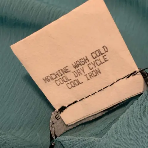 Rampage Y2K  Sleeveless Asymmetrical Drape Sequin Flower Chiffon Flowy Top Aqua S - Image 9