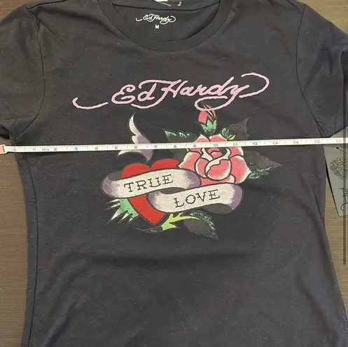 Ed Hardy NWT  Graffiti Black Rose Heart True Love T-Shirt Size Medium