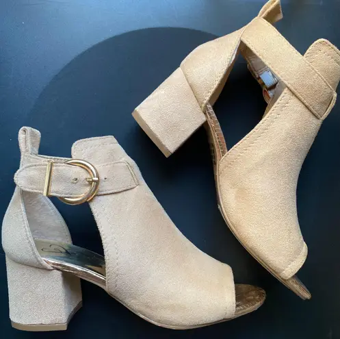 Windsor Suede Open Toe Block Heels