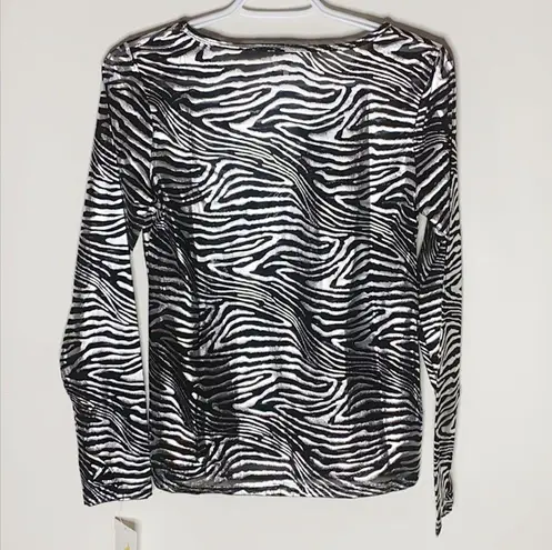 Pheel Peekaboo zebra metallized workout top sz M Size M