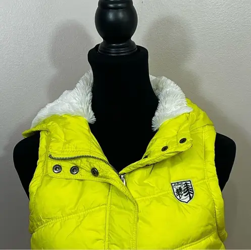 American Eagle Outfitters Women’s Down Puffer Yellow Zipped Hoodie Jack Vest M