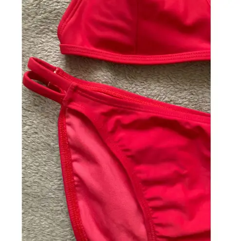 Sand Castle Bikini 2 Pc Women's XL Ruffle Tie Mid Rise Coral Pink Summer