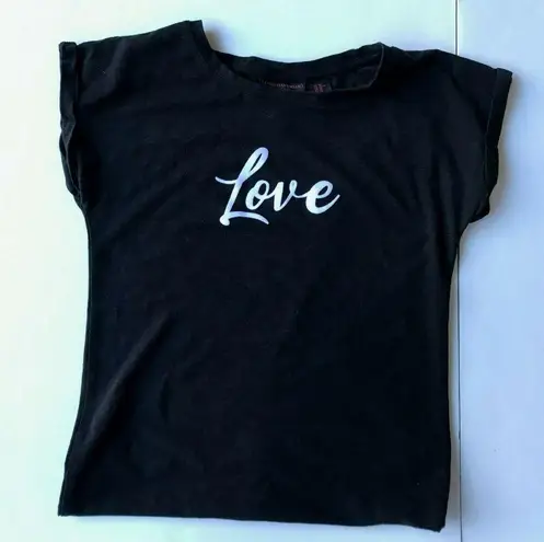 Christian Siriano Love tee top XS Black Short Sleeve Style Casual Trendy…