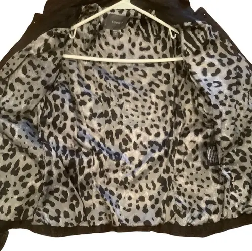 Kenna T womens biker core leather moto jacket black button front size medium