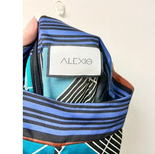 Alexis Roel Geo-Print Mid Rise Wide-Leg Pants Green/Blue/Gray Wome's Size S