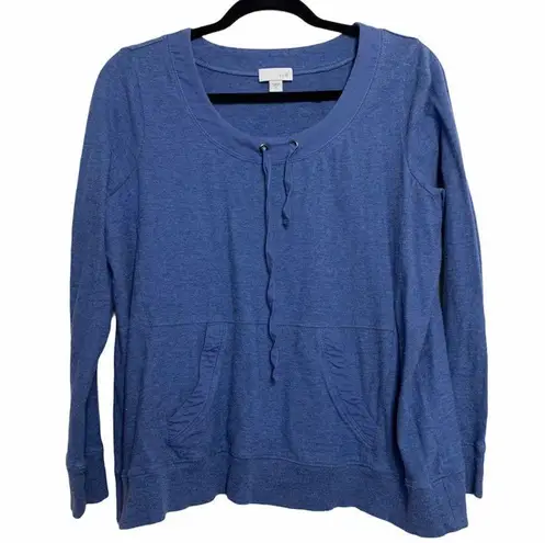 J.Jill  Blue 100% Cotton Scoop Neck Casual Top