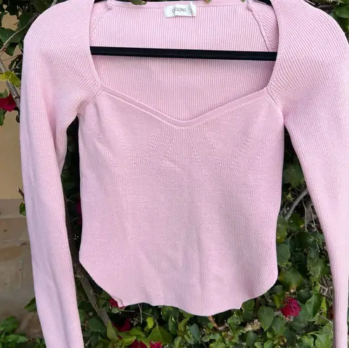 Glassons Ribbed Light Pink Baby Pink Long Sleeve Top Sweater Size Medium