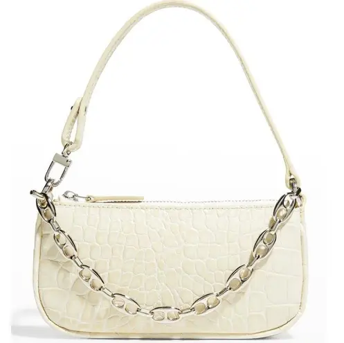 NEW by FAR Mini Rachel Cream Croco Embossed Leather