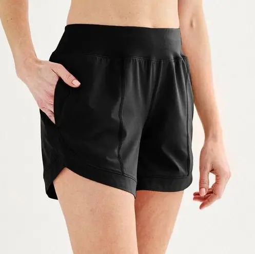 Tek Gear  Women's Black Workout Shorts Mid-Rise XL Drawstring New Breathable JB