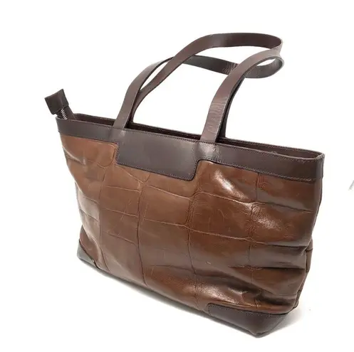 FALOR Brown leather tote purse, made in Italy