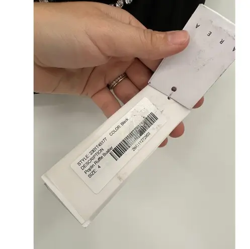 AREA Crystal Embellished Ruffle Bustier Top in Black Size 4 NWT