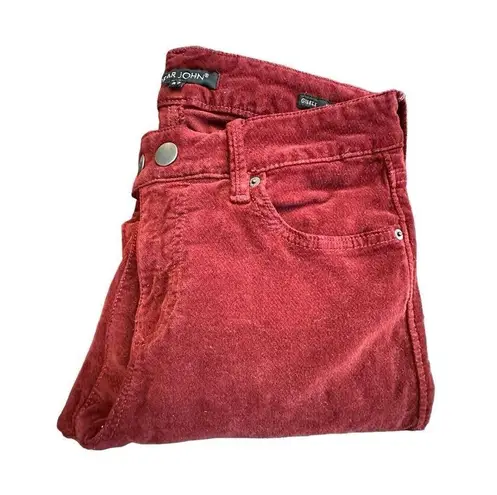 Dear John  Velvet Jeans Women Sz 27 Giselle High Waist Skinny Pants Dark Red #N11