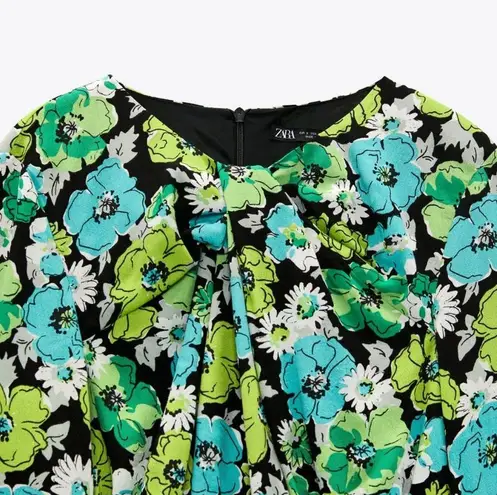 ZARA  Draped green floral bodysuit size XS NWT