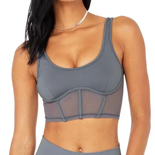 Alo Yoga Airbrush Mesh Corset Tank Steel Blue XS