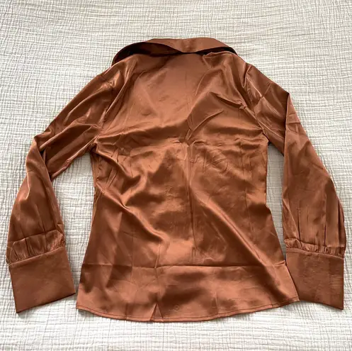 Satin Collared Shirt Brown