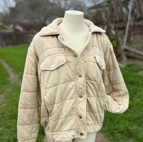 Blue b. Quilted Bomber Jacket Tan Size Medium