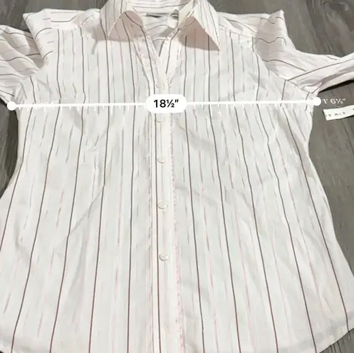 kim rogers  White & Pink Striped Long Sleeve Button Down Shirt Size M