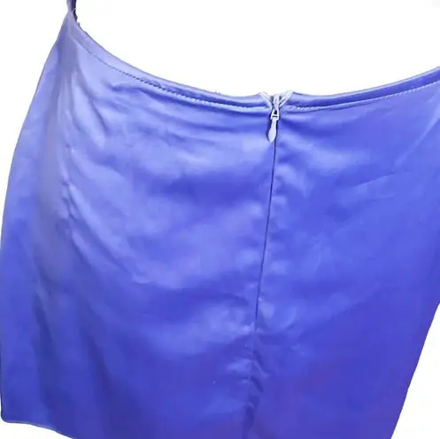 Danielle Guizio Satin Mini Skirt In Lilac Prime Side Slit Women’s Size L Flawed