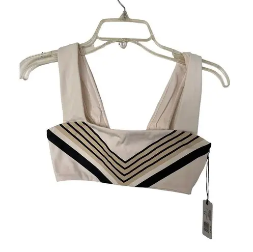 We Wore What Bandeau Bra Top, Off White Stripes, Size XSMALL , NWT