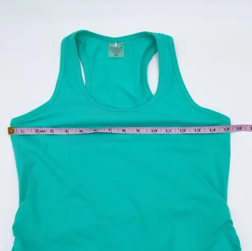 Calia by Carie Underwood Flow Ruched Sides Racerback Tank Sea Glass Green XS