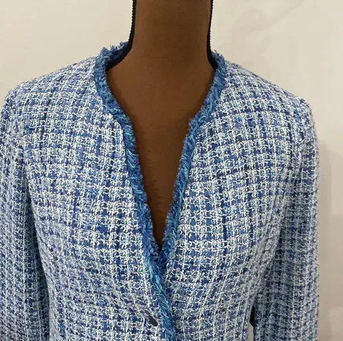 Nic+Zoe Under The Sea Tweed Fringed Jacket size S