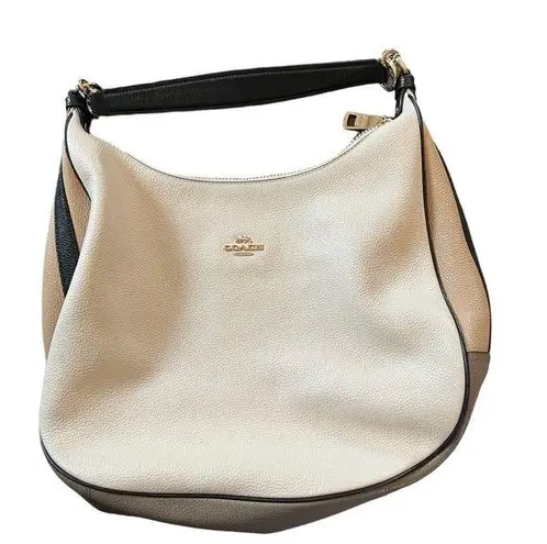 Coach  Authenticated Harley Ivory, Beige, Tan, Gray Colorblock Leather Hobo​​​