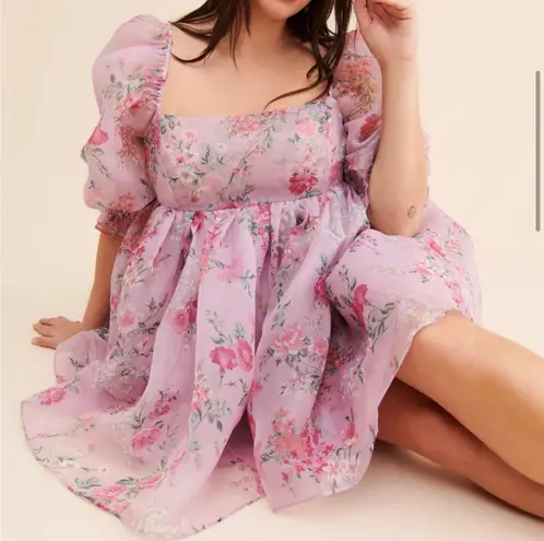 Selkie The Puff Floral Dress Pink