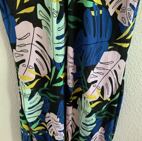 Aila Blue Tropical Floral Palm Maxi Vacation Dress Extra Small