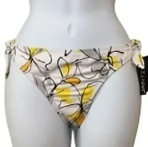 Jantzen NEW NWT  White Yellow Gray Black Floral Tie Knot Y2K Bikini BOTTOM 12