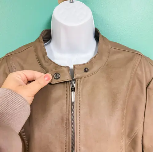 Mo-Ka Tan Faux Leather Jacket