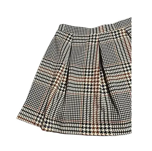 Three Pink Hearts Skort Women's XL Brown Plaid Pleated Mini Skirt With Shorts