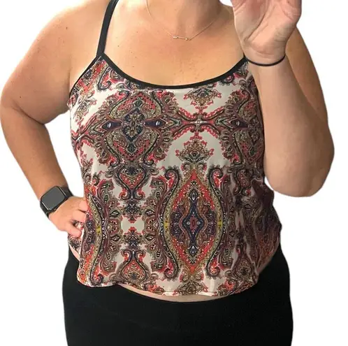 Sans Souci San Souci LARGE Sheer Back Lined Front Spaghetti Strap Cropped Tank Top